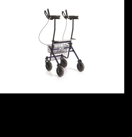 Vysoké čtyřkolové chodítko s oporou předloktí pro seniory a rehabilitaci