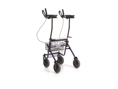 Vysoké čtyřkolové chodítko s oporou předloktí pro seniory a rehabilitaci